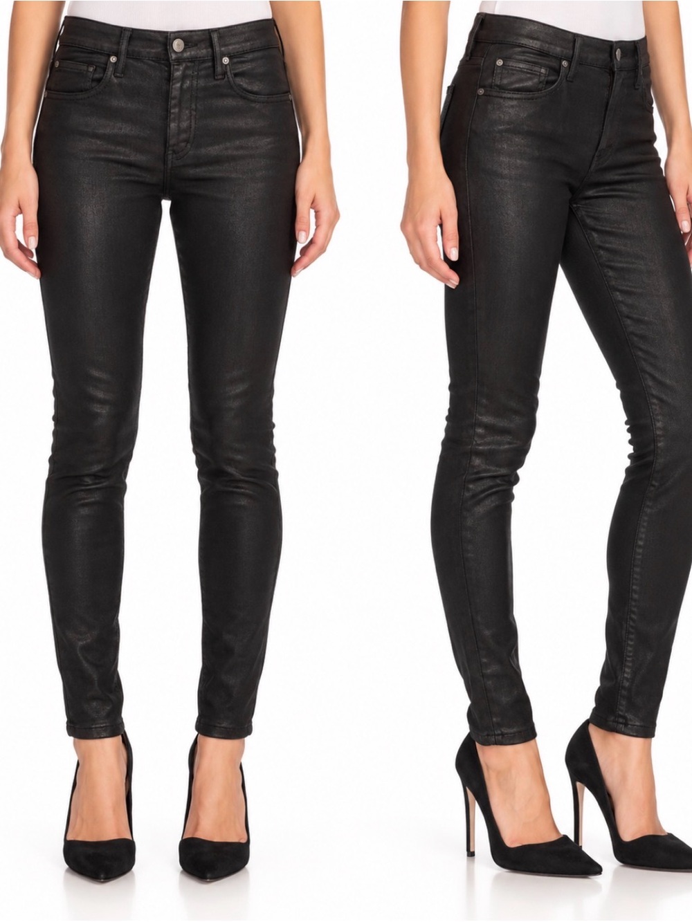 Agolde Black Coated Skinny Jeans for Women